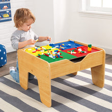 Load image into Gallery viewer, KidKraft 2-in-1 Reversible Top Activity Table with 200 Building Bricks &amp; 30Piece Wooden Train Set - Natural, 28.5" x 24" x 3.25"