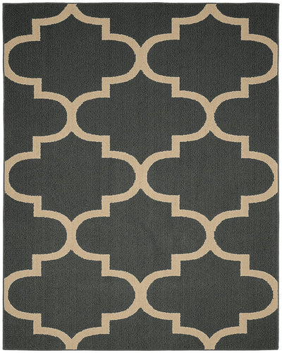 Garland Rug Large Quatrefoil Area Rug, 8 x 10, Cinder/Tan