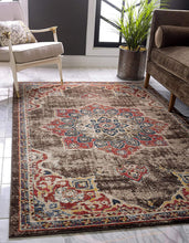 Load image into Gallery viewer, Unique Loom Utopia Collection Traditional Medallion Vintage Warm Tones Chocolate Brown Area Rug (8' x 10')