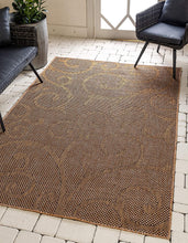 Load image into Gallery viewer, Unique Loom Outdoor Botanical Collection Vintage Patchwork Transitional Indoor and Outdoor Flatweave Area Rug