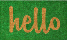 Load image into Gallery viewer, Home &amp; More 100261729GNS Hello Doormat Green/Natural Script 17&quot; x 29&quot;