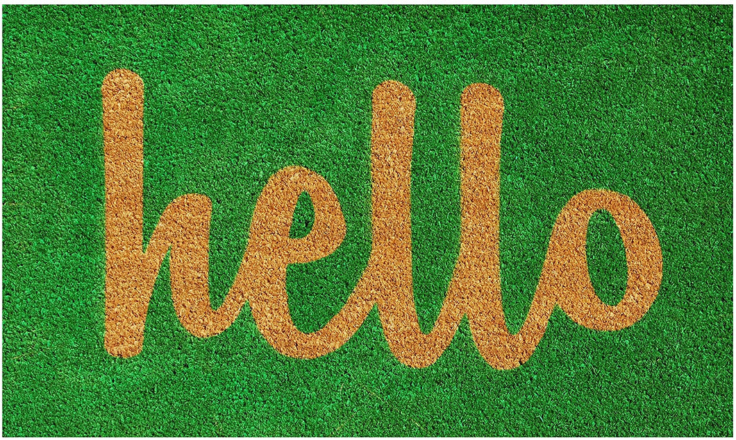 Home & More 100261729GNS Hello Doormat Green/Natural Script 17