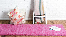Load image into Gallery viewer, Unique Loom Solo Solid Shag Collection Modern Plush Taffy Pink Runner Rug (3' x 10')
