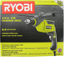Load image into Gallery viewer, Ryobi D620H 5/8" 6.2 Amp 2,700 RPM Heavy Duty Variable Speed Reversible Hammer Drill w/ Depth Stop Rod and Chuck Key Storage