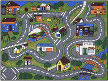 Load image into Gallery viewer, Ottomanson Jenny Collection Grey Base with Multi Colors Kids Children's Educational Road Traffic System Design(Non-Slip) Area Rug, 8'2" X 9'10", Multicolor