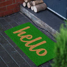 Load image into Gallery viewer, Home &amp; More 100261729GNS Hello Doormat Green/Natural Script 17&quot; x 29&quot;