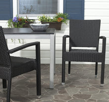 Load image into Gallery viewer, Safavieh Outdoor Living Collection Kelda Wicker Arm Chairs, Black, Set of 2