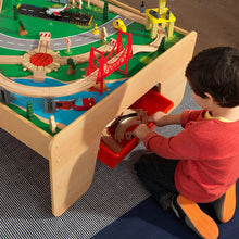 Load image into Gallery viewer, KidKraft Waterfall Mountain Wooden Train Set &amp; Table with 120 Pieces, 3 Storage Bins, Gift for ages 3+