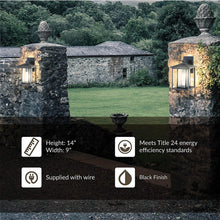 Load image into Gallery viewer, Sea Gull Lighting 88027-12 Hunnington One-Light Outdoor Wall Lantern Outside Fixture, Large, Black Finish