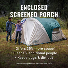Load image into Gallery viewer, Coleman Cabin Camping Tent with Weatherproof Screen Room | 4 Person Cabin Tent with Enclosed Screened Porch, Evergreen