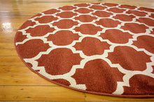 Load image into Gallery viewer, Unique Loom Trellis Collection Moroccan Lattice Red Round Rug (6' 0 x 6' 0)