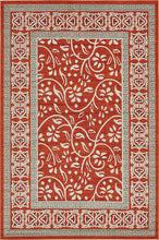 Load image into Gallery viewer, Unique Loom Outdoor Botanical Collection Carved Border Transitional Indoor and Outdoor Flatweave Rust Red   Area Rug (6' 0 x 9' 0)